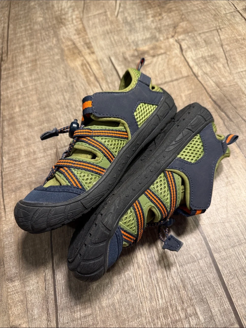 5/$15 O’Rageous Kids Outdoor Sandals - Navy, Olive & Orange size 1